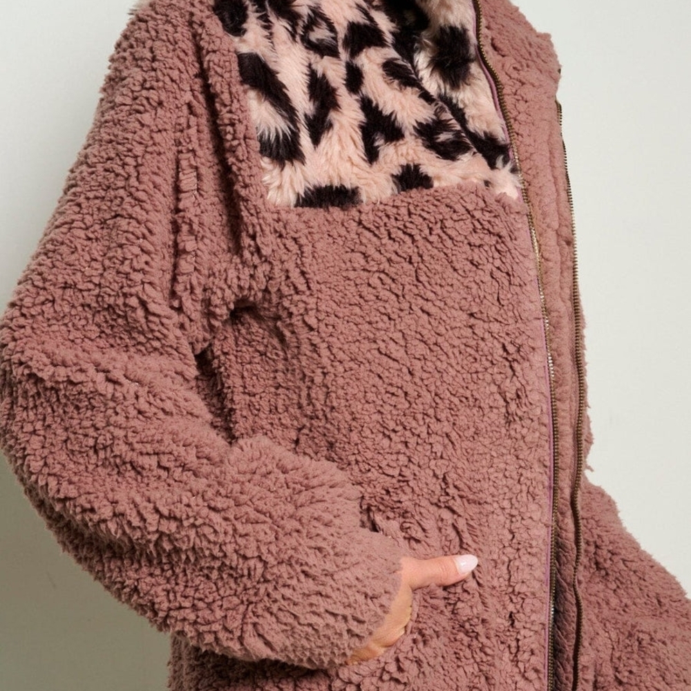 Women's Cozy Sherpa Jacket - Pink - Picture 5 of 12